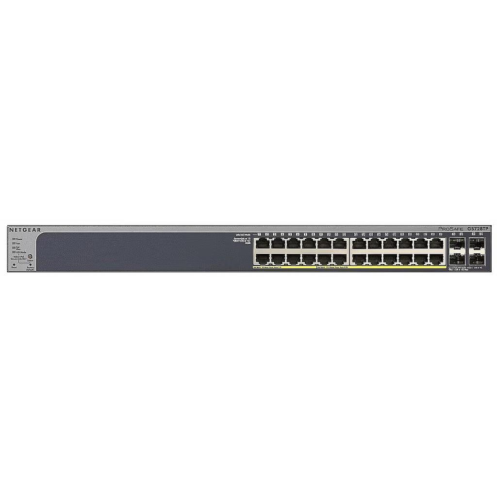 Netgear 28-port Gigabit Ethernet managed switch GS728TP, 16*PoE, 8*PoE+, 4*SFP