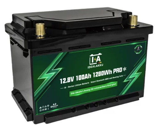 IA seeria LiFePO4 aku 12V, 100Ah, Smart-BMS, Bluetooth &amp; heating