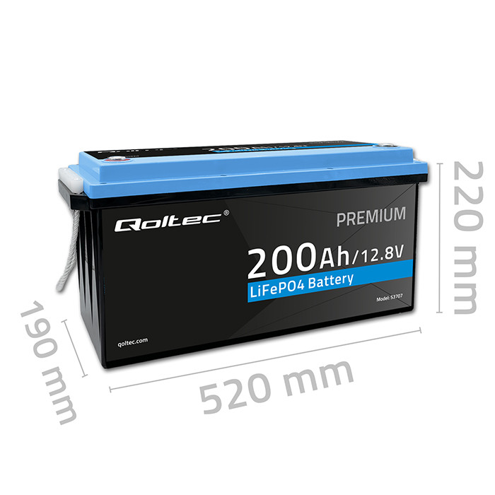 Qoltec LiFePO4 battery, 12.8V, 200Ah, 2560Wh, BMS