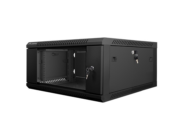 Lanberg 19" wall-mount rack cabinet 4U 600*600 with glass door, black, flatpack