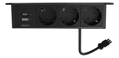 Lauaalune pistikupesa 2, 3 väljundit, 1*21W A+C USB laadija, GST18 pistik kaablil