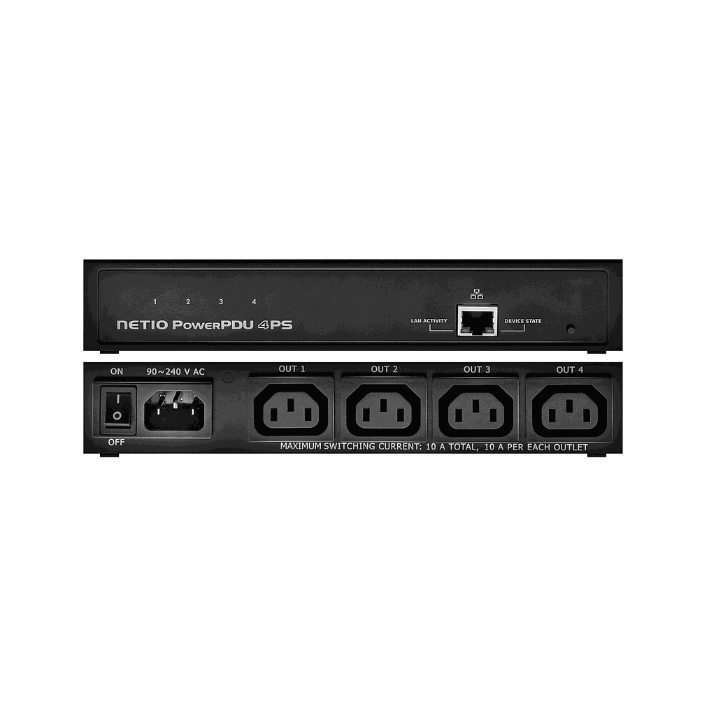 Netio PowerPDU 4PS, RJ-45 PDU with 4xC13 individual power output, ZVS, coud+several M2M APIs, SNMPv1 &amp; MQTT-flex