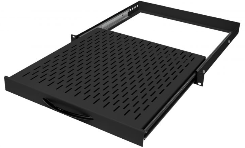 19" 1U sliding shelf 25-60cm, 45cm, 80kg max, black