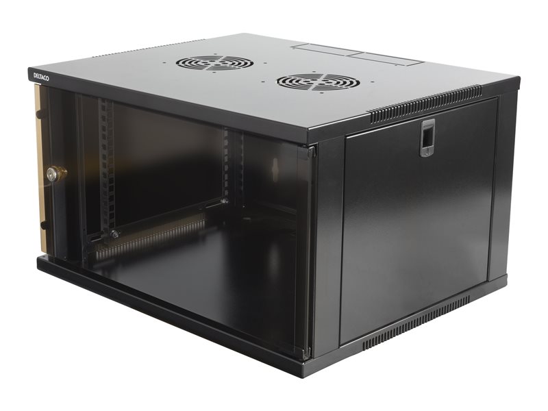 Must 19" 6U klaasuksega seadmekapp, alusele või seinale kinnitatav, 540*450mm.