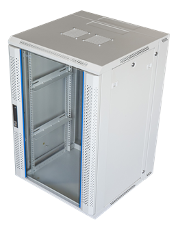 Toten, 19&quot; seinakapp 18U 600*600, klaasuks ja hingedel avanev tagaosa, 60kg kandevõime, valge