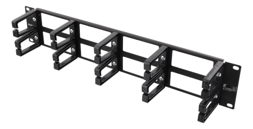  19" 2U kaablisuunaja, 10 loops &amp; feedthrough, metall/plastik, must