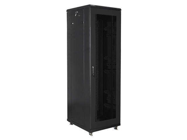 Lanberg 19" v2 free-standing rack cabinet, 42U/600*800 with glass door (flat pack), LCD, black