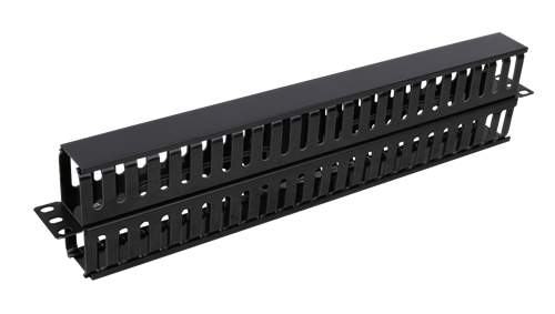 19" 1U kaablisuunaja, metall/plastik, double sided finger duct, must