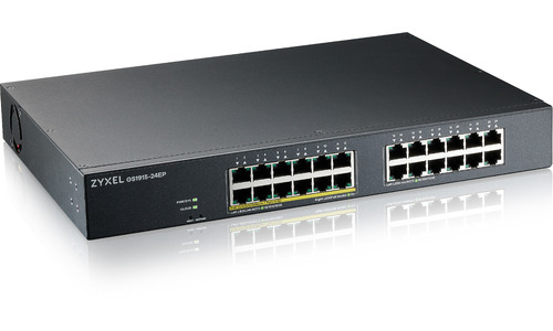 ZyXEL GS1915-24EP, 24-port GBE, 12 port PoE (130W budget 802.3at), rackmount, fanless, smart hybrid mode switch, standalone or Nebulaflex cloud