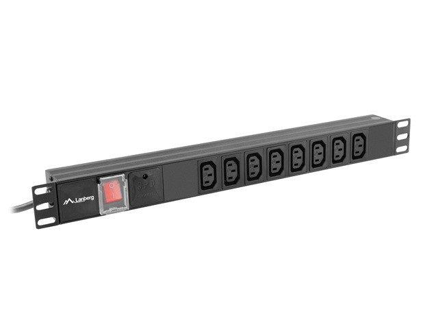 Lanberg PDU, 19" 1U 16A 2M 8*IEC C13 sockets, black, C20