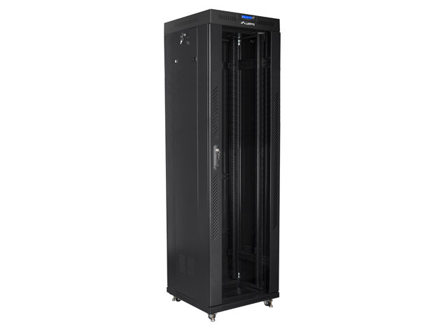 Lanberg free-standing rack cabinet 19" 42U 600*600 with glass door, LCD, black, flat pack