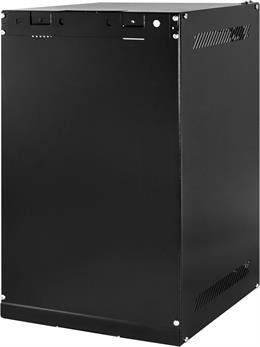 Toten wall cabinet 10" 9U 280*310, glass door, black. Flat pack.