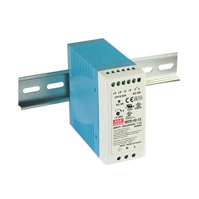 MeanWell single output 40W 12V 3.33A industrial DIN rail mounted power supply, input 85-264V AC / 120-370V DC, plastic case