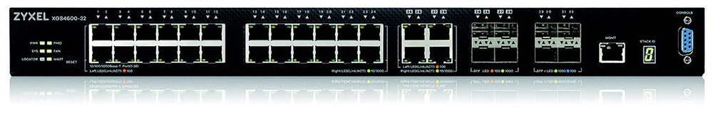 ZyXEL XGS4600-32 L3 managed switch, 28 port Gig and 4*10G SFP+, stackable, dual PSU