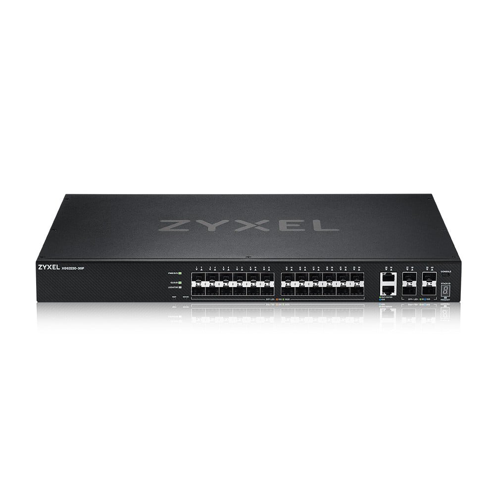 Zyxel XGS2220-30F L3 access switch, 24*1G SFP, 2*10mG RJ45, 4*10G SFP+ uplink, incl. 1 yr NebulaFlex Pro
