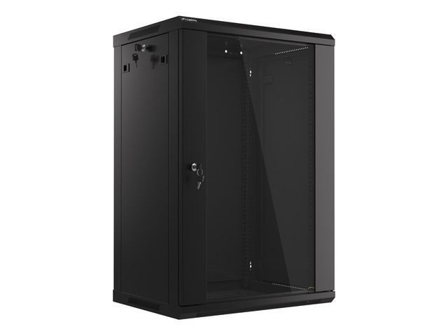 Lanberg rack cabinet 19" wall-mount 18U/600*450 (flat pack) with  glass door black V2
