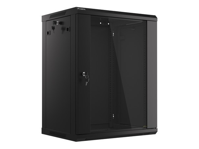 Lanberg rack cabinet 19" wall-mount 15U/600*450 (flat pack) with glass door black V2
