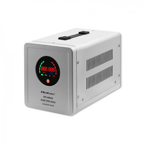 Qoltec pure sine wave UPS | 800VA/560W | constant phase | grey