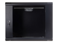 Digitus wall mount cabinet 19" 9U rack 600*600mm glass door black unmounted