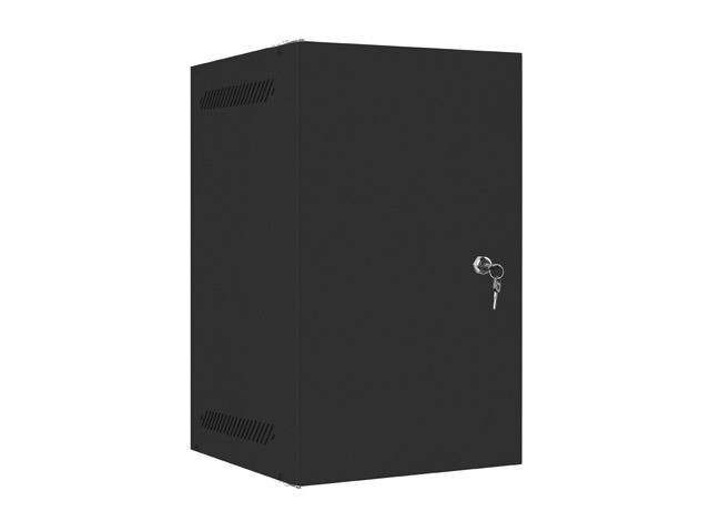 Lanberg 10" wall-mount rack cabinet, 9U/280*310 with metal door (flat pack), black