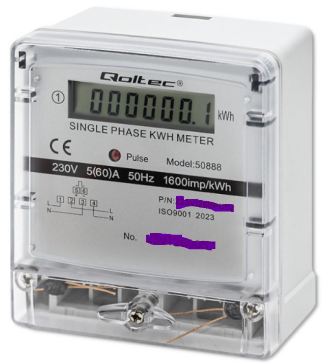 Qoltec Single-phase electronic meter | Energy consumption meter | 230V | LCD