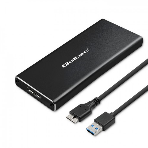 Qoltec aluminium enclosure | M.2 SSD drive | SATA | NGFF| USB 3.0 | super speed 5Gb/s | 2TB | black