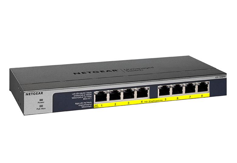 Netgear 8-port Gigabit Ethernet high-power PoE+ unmanaged switch with FlexPoE (123W)