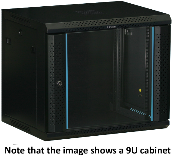 Toten 19&quot; 12U wall cabinet, 600*450mm, glass door, black