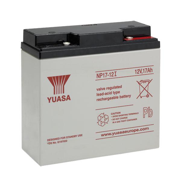 Yuasa NP17-12I industrial NP series, 12V 17Ah VRLA battery, 20-hr rate capacity, general purpose