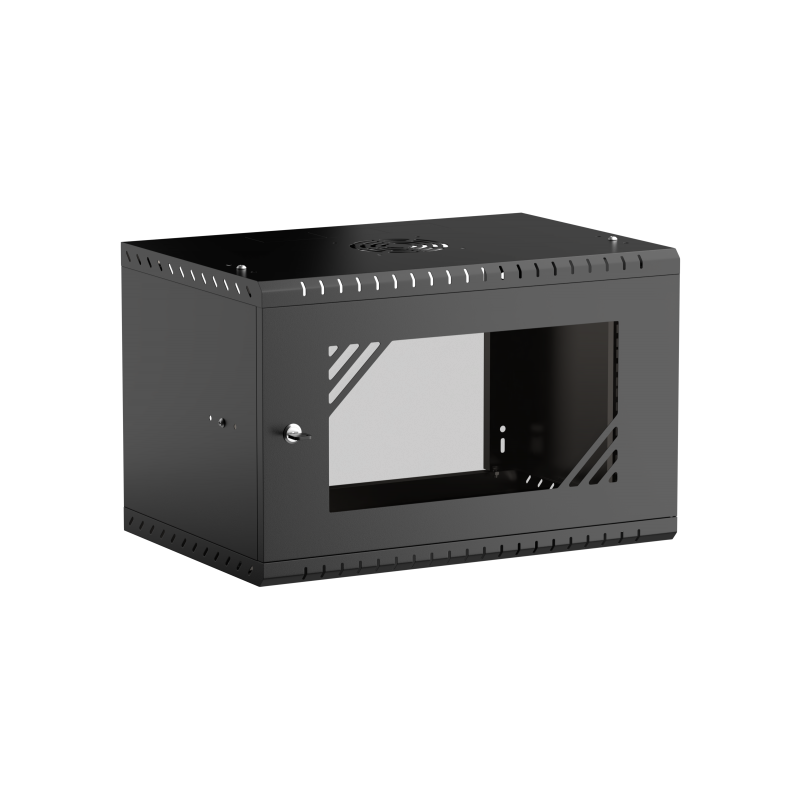 ECO-Line rack 19", 6U/350mm - black, glass door