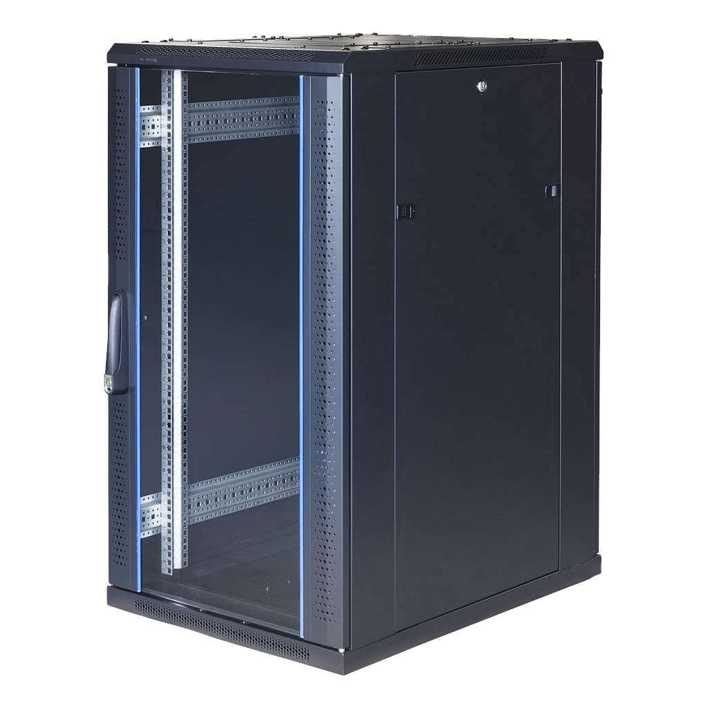 Toten 19" 22U rack cabinet, System G, 600*1000, glass door, rear metal door, 800kg load, black