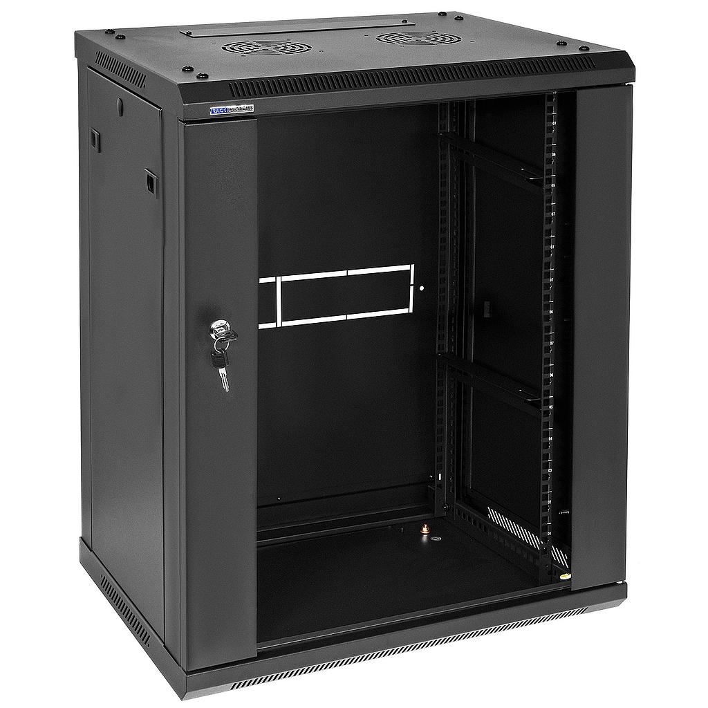 Toten 19" 15U wall cabinet, 600*450, glass door, black