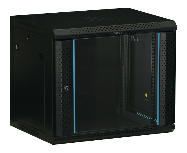 Toten 19" 9U wall cabinet, 600*450, glass door, black