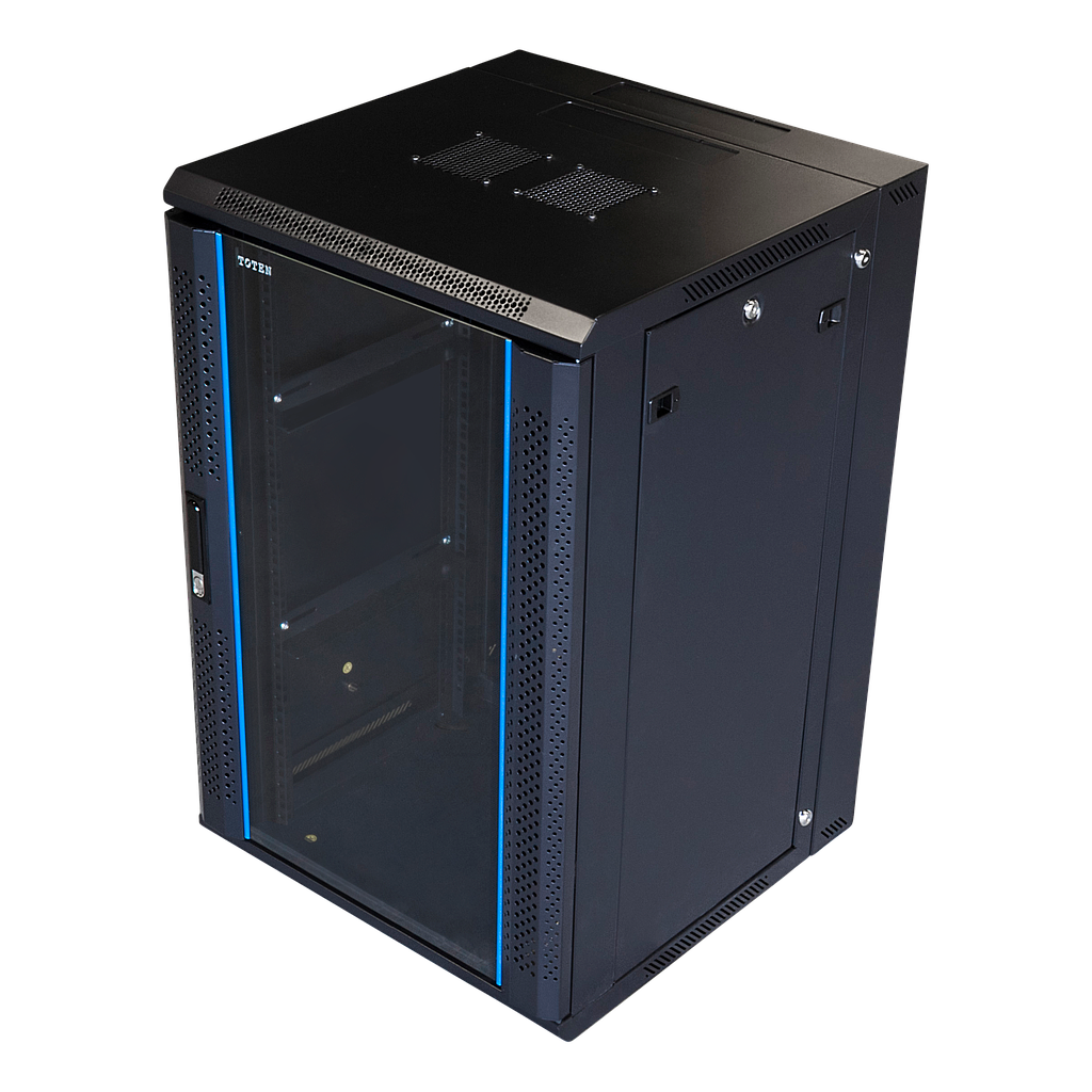 Toten 19" wall cabinet 18U, system Z, 600*600, glass door, black