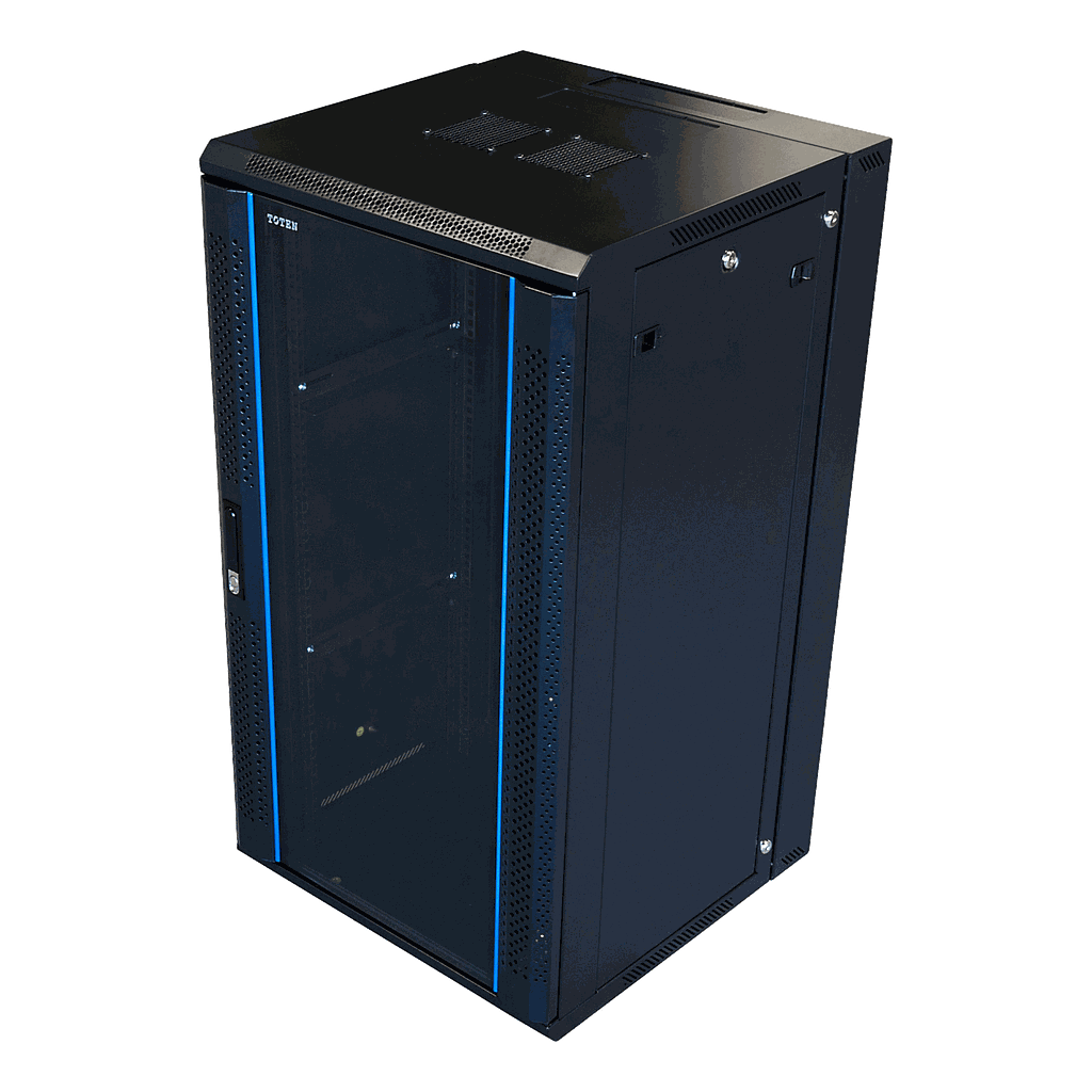 Toten 19" wall cabinet 22U, 600*600, glass door, black