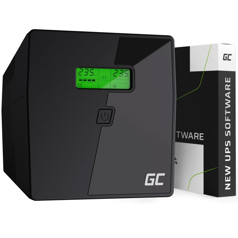 Green Cell line-interactive UPS 1000VA/600W with LCD display, 2*Schuko 2*IEC sockets