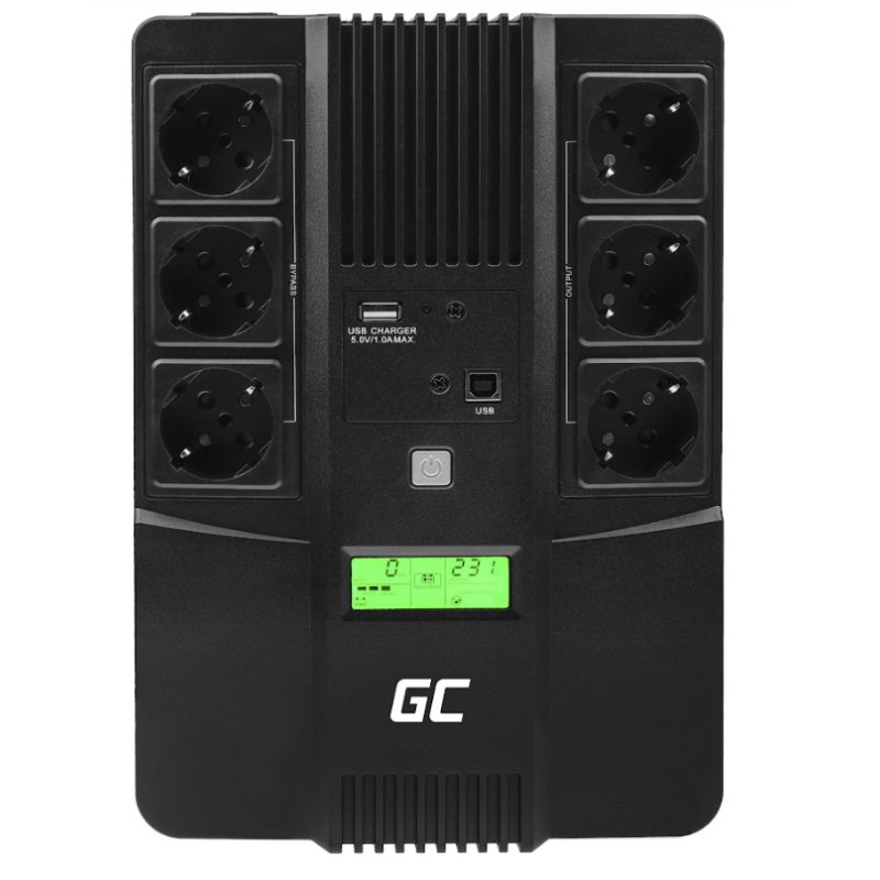 Green Cell line-interactive UPS AiO 600VA/360W with LCD display, 6*Schuko sockets