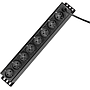 19" toitepaneel, 8*CEE 7/4 Schuko pesa, 1*CEE 7/7 Schuko pistik, 2m, must