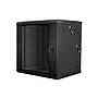 Lanberg 19" wall-mount double-section rack cabinet, 12U/600*600 with glass door (flat pack), black