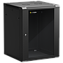Netrack 19" wall-mount F-Line rack cabinet, 15U 600*600, glass door, black, flat-pack