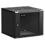 Netrack 19" wall-mount F-Line rack cabinet, 9U 600*600, glass door, black, flat-pack
